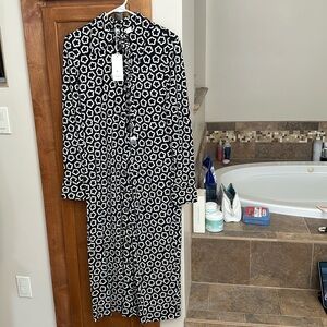 Tory Burch flower jersey knit polo dress, black and white size 10